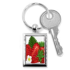 Strawberry Red Seed Leaf Green Key Chains (rectangle) 