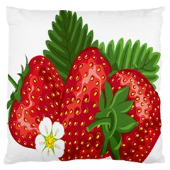 Strawberry Red Seed Leaf Green Large Flano Cushion Case (two Sides) by Mariart