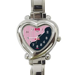 Waves Line Polka Dots Vertical Black Pink Heart Italian Charm Watch by Mariart