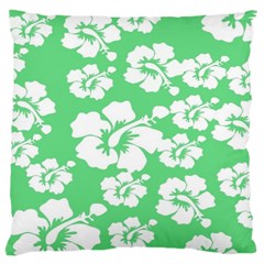 Hibiscus Flowers Green White Hawaiian Large Cushion Case (one Side) by Mariart