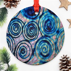 Green Blue Circle Tie Dye Kaleidoscope Opaque Color Round Ornament (two Sides) by Mariart