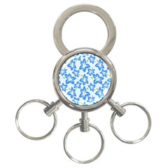 Hibiscus Flowers Seamless Blue 3-ring Key Chains