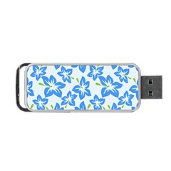 Hibiscus Flowers Seamless Blue Portable Usb Flash (two Sides)