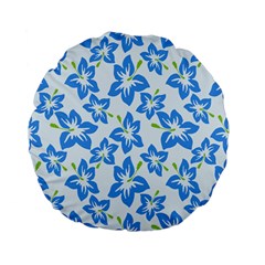 Hibiscus Flowers Seamless Blue Standard 15  Premium Flano Round Cushions by Mariart