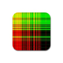 Line Light Neon Red Green Rubber Square Coaster (4 Pack)  by Mariart