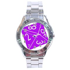 Number Purple Stainless Steel Analogue Watch