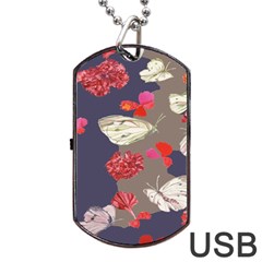 Original Butterfly Carnation Dog Tag Usb Flash (one Side)