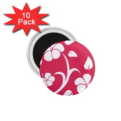 Pink Hawaiian Flower White 1 75  Magnets (10 Pack) 