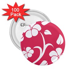 Pink Hawaiian Flower White 2 25  Buttons (100 Pack) 