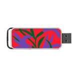 Purple Flower Red Background Portable USB Flash (Two Sides) Front