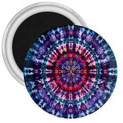 Red Purple Tie Dye Kaleidoscope Opaque Color 3  Magnets