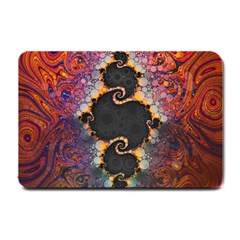 The Eye Of Julia, A Rainbow Fractal Paint Swirl Small Doormat  by jayaprime