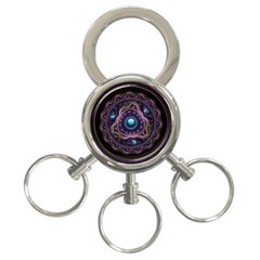 Beautiful Turquoise And Amethyst Fractal Jewelry 3-ring Key Chains by jayaprime