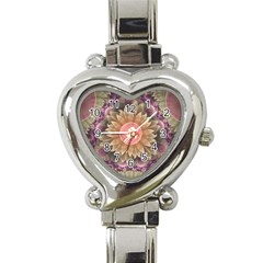 Pastel Pearl Lotus Garden Of Fractal Dahlia Flowers Heart Italian Charm Watch by jayaprime