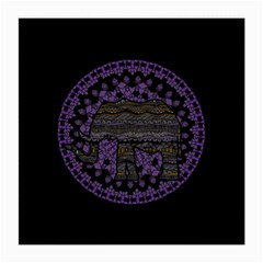 Ornate Mandala Elephant  Medium Glasses Cloth (2-side) by Valentinaart