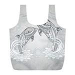 Beautiful Dolphin, Mandala Design Full Print Recycle Bags (L)  Front