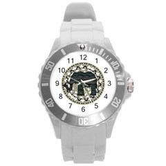 Ornate Mandala Elephant  Round Plastic Sport Watch (l) by Valentinaart