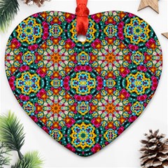 Jewel Tiles Kaleidoscope Ornament (heart) by WolfepawFractals