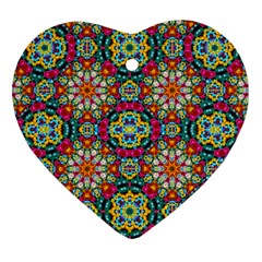 Jewel Tiles Kaleidoscope Heart Ornament (two Sides) by WolfepawFractals