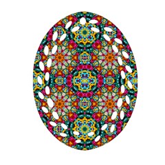 Jewel Tiles Kaleidoscope Ornament (oval Filigree) by WolfepawFractals