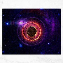 The Little Astronaut On A Tiny Fractal Planet Rectangular Jigsaw Puzzl by jayaprime