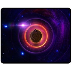 The Little Astronaut On A Tiny Fractal Planet Fleece Blanket (medium) 