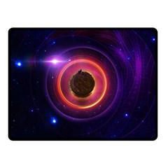 The Little Astronaut On A Tiny Fractal Planet Double Sided Fleece Blanket (small)  by jayaprime