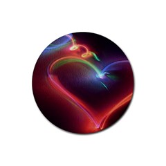 Neon Heart Rubber Coaster (round)  by BangZart