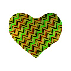 Green Red Brown Zig Zag Background Standard 16  Premium Heart Shape Cushions by BangZart