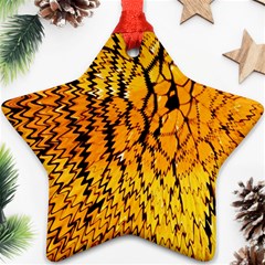 Yellow Chevron Zigzag Pattern Star Ornament (two Sides) by BangZart