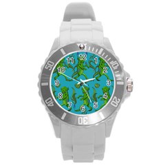 Swamp Monster Pattern Round Plastic Sport Watch (l) by BangZart