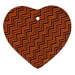 Brown Zig Zag Background Heart Ornament (Two Sides) Back