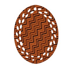 Brown Zig Zag Background Oval Filigree Ornament (two Sides) by BangZart