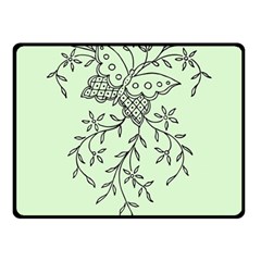 Illustration Of Butterflies And Flowers Ornament On Green Background Fleece Blanket (small) by BangZart