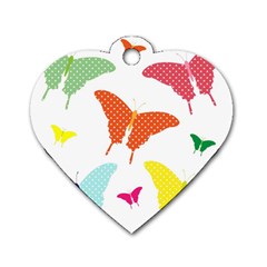 Beautiful Colorful Polka Dot Butterflies Clipart Dog Tag Heart (one Side) by BangZart