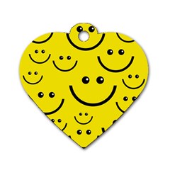 Digitally Created Yellow Happy Smile  Face Wallpaper Dog Tag Heart (two Sides) by BangZart