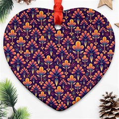 Abstract Background Floral Pattern Heart Ornament (two Sides) by BangZart
