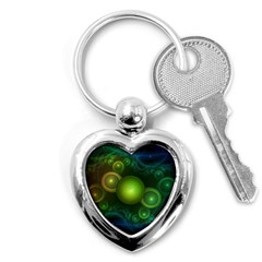 Retrotacular Rainbow Dots In A Fractal Microscope Key Chains (heart)  by jayaprime