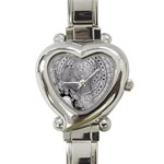 Fragmented Fractal Memories and Gunpowder Glass Heart Italian Charm Watch Front