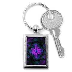 Beautiful Ultraviolet Lilac Orchid Fractal Flowers Key Chains (rectangle)  by jayaprime