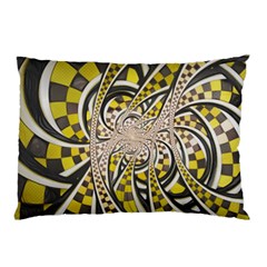 Liquid Taxi Cab, A Yellow Checkered Retro Fractal Pillow Case (two Sides) by jayaprime