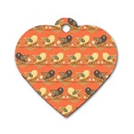 Birds Pattern Dog Tag Heart (Two Sides) Front