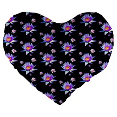 Flowers Pattern Background Lilac Large 19  Premium Heart Shape Cushions by BangZart