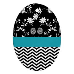 Flowers Turquoise Pattern Floral Ornament (oval)