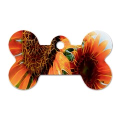 Sunflower Art  Artistic Effect Background Dog Tag Bone (two Sides) by BangZart