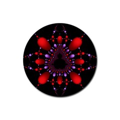 Fractal Red Violet Symmetric Spheres On Black Rubber Coaster (round)  by BangZart