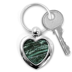 Green Marble Stone Texture Emerald  Key Chains (heart)  by paulaoliveiradesign