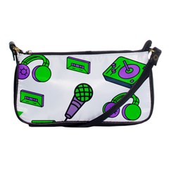 Green Music Pattern Shoulder Clutch Bags by TheLimeGreenFlamingo