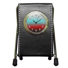 Frosted Blue And Red Pen Holder Desk Clocks by digitaldivadesigns