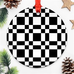 Checkerboard Black And White Ornament (round)